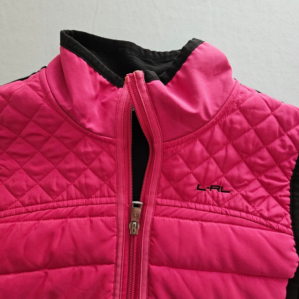 Lauren Active Ralph Lauren Pink Quilted Puffer Vest Black Knit Back Womens L